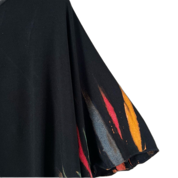 Kamana Art To Wear Abstract Black Multicolor Boho Unique Poncho Shawl Top  SZ OS - Picture 4 of 12